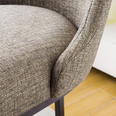 Espresso Metal and Gray Linen Barrelback Counter Stool, Set of 2