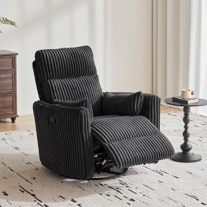 360 Swivel Rocker Recliner - Corduroy Nursery Glider Rocking Chair with 2 Pillows - 1 of 4