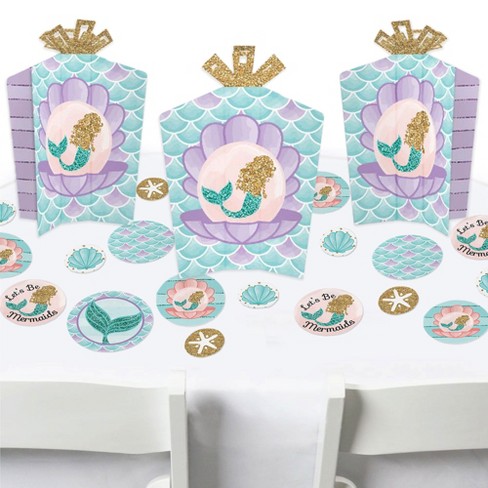 Big Dot of Happiness Let’s Be Mermaids - Baby Shower or Birthday Party  Decor and Confetti - Terrific Table Centerpiece Kit - Set of 30