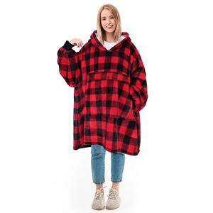 Solaris Women Flannel Blanket Hoodie Oversized Sweatshirt, Wearable Fleece Blanket Woman, Valentine’s Day Gift for Her - 1 of 4