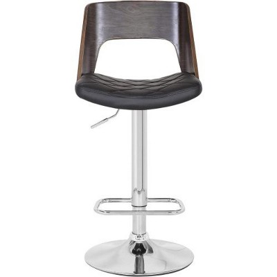 Black Modern Stylish Weathered Oak Back Adjustable Swivel Bar Stool