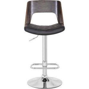 Black Modern Stylish Weathered Oak Back Adjustable Swivel Bar Stool - 1 of 4