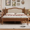 Ridstar Queen Size Wooden Platform Bed Frame with Natural Rattan Headboard-Walnut - 4 of 4