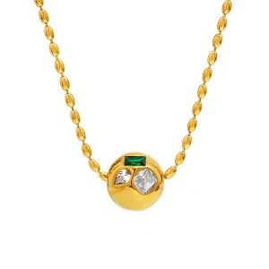 Golden Sphere Pendant Necklace for Women - HTUTWOO™ Bead Chain with Colorful Zircon Accents, Adjustable, for Everyday Wear&occasions - 1 of 4