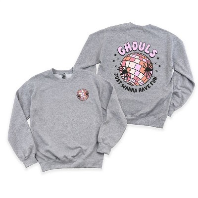 Simply Sage Market Women's Graphic Sweatshirt Ghouls Disco Ball Front and Back
