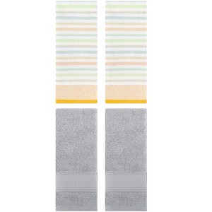REGALWOVEN 4 Pcs Cotton Soft Comfortable Absorbent Striped Hand Towel - 1 of 4