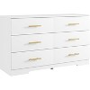 CIPACHO White 6 Drawer Dresser Wooden Dressers Chests of Drawers with Gold Handles Modern Double Dresser for Bedroom - 3 of 4