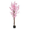 Okak 6FT Artificial Peach Blossom Tree with Real-Life Look without Upkeep, Faux Trees with Flowers, Plants Decor for Home, Office, Pink - 2 of 4