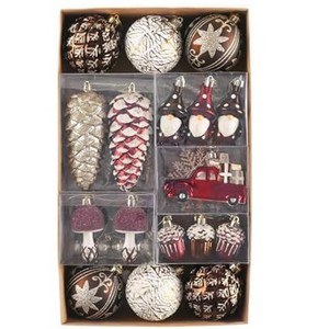 Aoibox 60pcs Shatterproof Fall Christmas Tree Ornaments Red White Copper Rustic Hanging Balls 1.2 to 5.2 Inch for Holiday Decor - 1 of 4