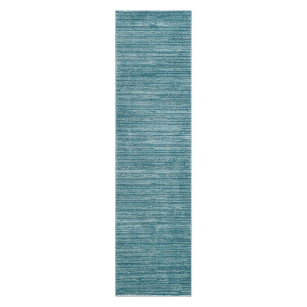  Runner Solid Loomed Rug Aqua