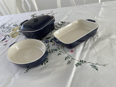 Staub Ceramics 4-pc Baking Pans Set, Casserole Dish with Lid, Brownie Pan,  White
