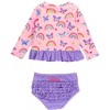 RuffleButts Girls UPF50+ Long Sleeve Rash Guard Bikini - 2 of 4