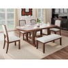 6-Piece Dining Set with Extendable Wood Table, 4 Upholstered Side Chairs and Bench - 3 of 4