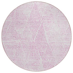 Pink And Ivory Geometric Washable Indoor Outdoor Area Rug - 1 of 4