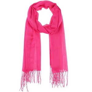 INSPIRE CHIC Gender Neutral Plain Cashmere Imitation Winter Warm Solid Color Fringe Long Scarves 1Pc - 1 of 4