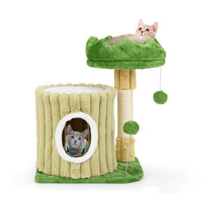 Munora Cat Tree with Sisal Scratcher - Indoor Activity Center for Cats (2 Styles) - Plush Perch, Spring Toy & Stable Base