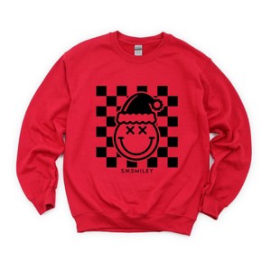 S.W.Smiley Checkered Christmas Wink - Women's Graphic Sweatshirt - 1 of 4