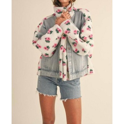 Women's Carly Floral Shearling & Denim Jacket - MABLE