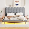 Queen/Full Size Velvet Upholstered Platform Bed with LED Frame and Button-tufted Design Headboard-ModernLuxe - 2 of 4
