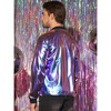 Lars Amadeus Men's Zip Up Long Sleeves Shiny Holographic Bomber Jacket - 3 of 4