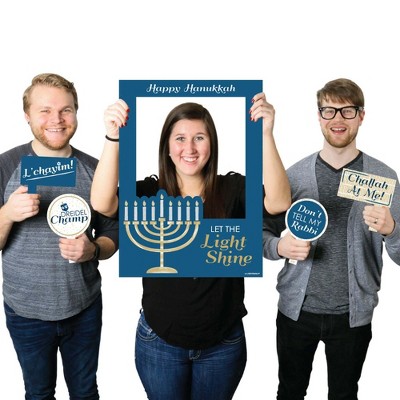 Big Dot of Happiness Happy Hanukkah - Chanukah Party Selfie Photo Booth Picture Frame and Props - Printed on Sturdy Material