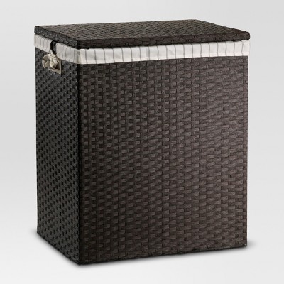 Photo 1 of 24x14x20 Lined Hamper Dark Brown Weave - Threshold