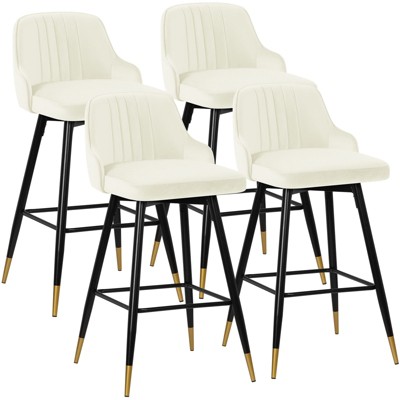 Bekrvio Swivel Bar Stools Set of 2/4,25.6"/29" Counter Height Stool Velvet Upholstered Armless Bar Chair with Metal Frame for Kitchen Island