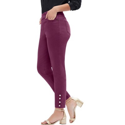 Jessica London Women's Plus Size Comfort Waist Stretch Denim Side Button Ankle Jean