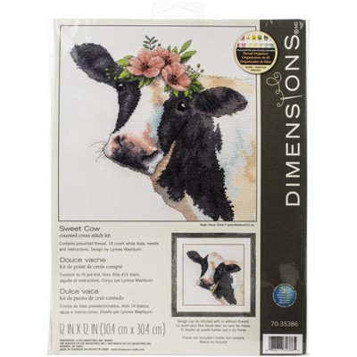 Dimensions Counted Cross Stitch Kit 12"X12"-Sweet Cow (14 Count)