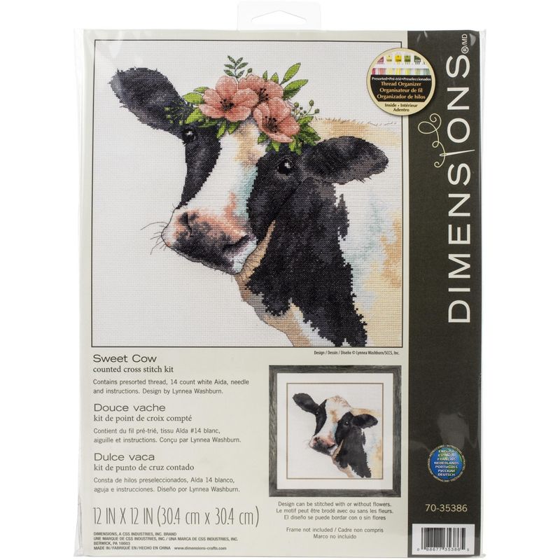 Dimensions Counted Cross Stitch Kit 12"X12"-Sweet Cow (14 Count), 1 of 5
