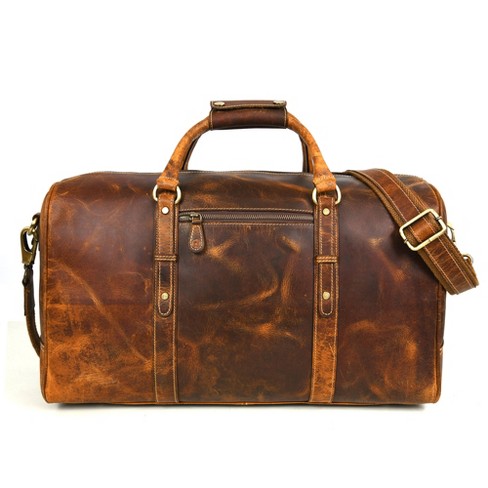Leather Grip Brown Travel Bag Carry on Luggage Weekender Duffle USA Made No. 1