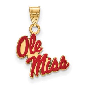 Black Bow Jewelry 14k Yellow Gold Plated Sterling Silver Mississippi Rebels NCAA Small Pendant - 1 of 3