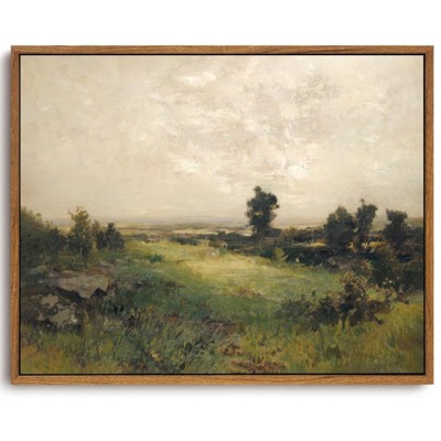 BRINJOY Framed Vintage Landscape Oil Painting - French Countryside Wilderness Scene for Farmhouse Wall Decor (Multiple Sizes)