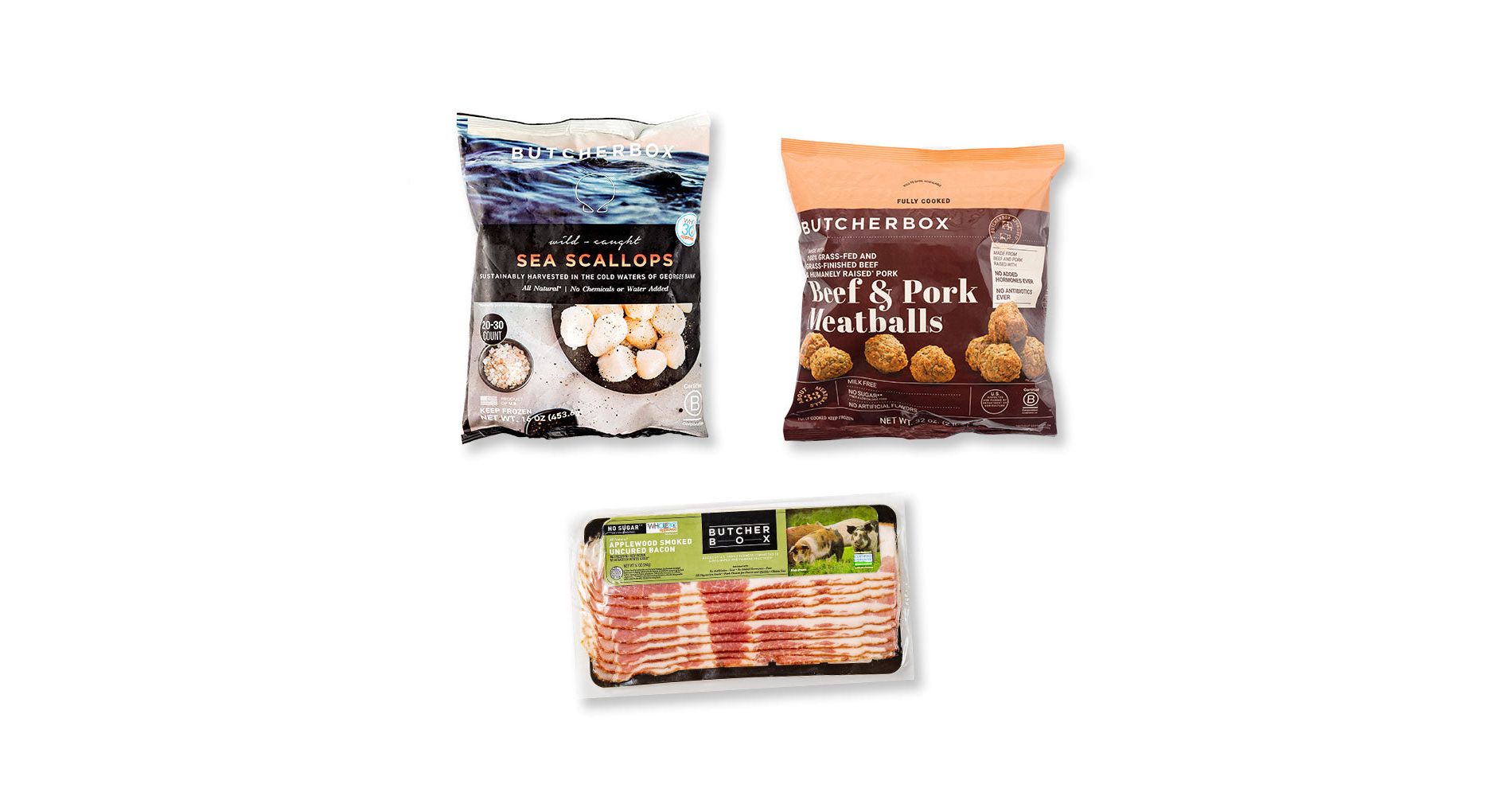 ButcherBox - Party Starters Trio Scallops, Bacon, Meatballs - Frozen - 3.63 lbs
