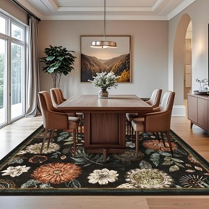 COZONY Floral Washable Area Rug - Large Ultra Soft Non-Slip Carpet, Stain Resistant Indoor Decor for Living Room, Bedroom, Dining Room - 1 of 4