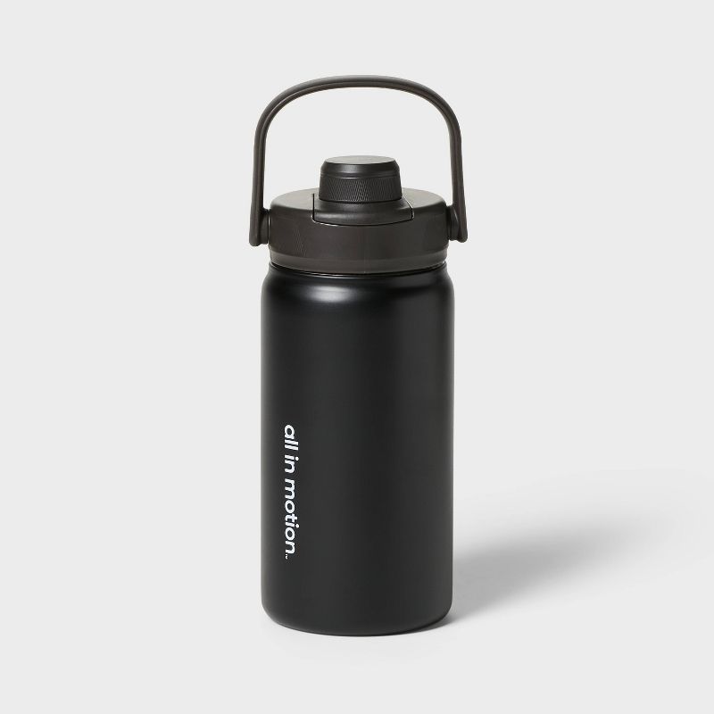 16 fl oz Stainless Steel Water Bottle Black - All In Motion™