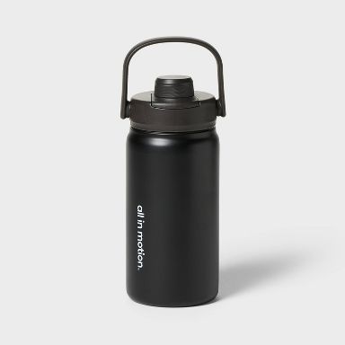 16 fl oz Stainless Steel Water Bottle Black - All In Motion™