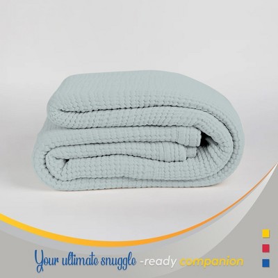 Color Sense 100% Cotton Warm & Cozy Super Soft Antimicrobial Matelasse Weave Blanket