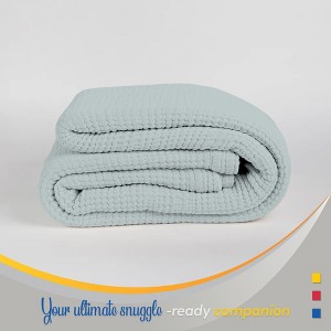 Color Sense 100% Cotton Warm & Cozy Super Soft Antimicrobial Matelasse Weave Blanket - 1 of 4