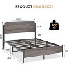 Full Bed Frame with Wooden Headboard and Footboard Metal Full Size Bed Frame No Box Spring Needed Easy to Assemble Noise Free Walnut - 2 of 4