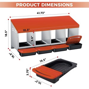 Chicken Nesting Box, 3 Compartment Roll Away Design for High-Volume Egg Collection and Easy Wall Mounting with Metal Legs - 1 of 4