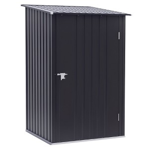 Aghana Digitals Galvanized Steel Lean-to Garden Shed, 3.3'x3.4' Gray Outdoor Storage with Lockable - 1 of 4