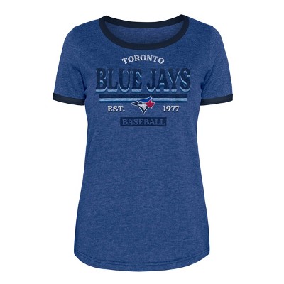 Mlb Toronto Blue Jays Women's Heather Bi-blend Ringer T-shirt : Target