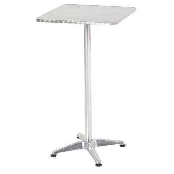 HOMCOM 24” Adjustable Square Stainless Steel Top Aluminum Standing Bistro Bar Table