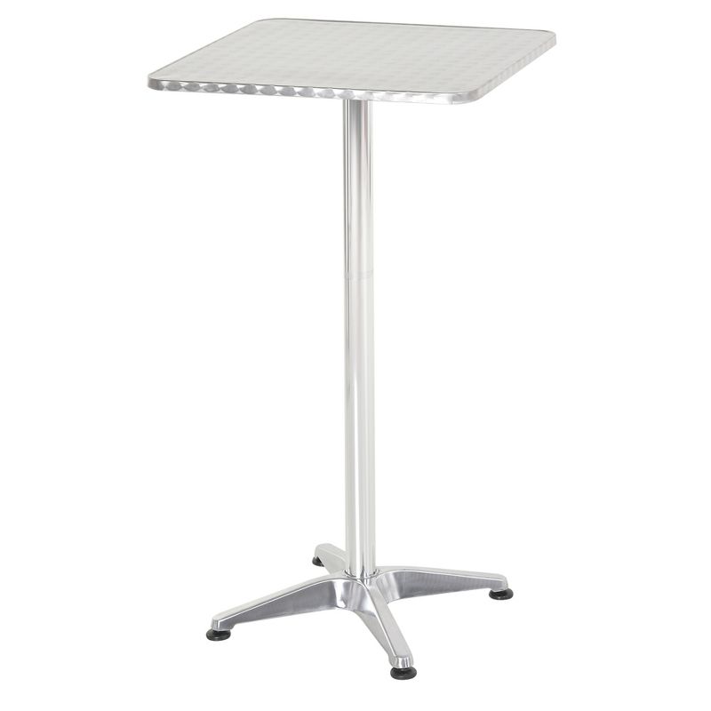HOMCOM 24” Adjustable Square Stainless Steel Top Aluminum Standing Bistro Bar Table, 1 of 9