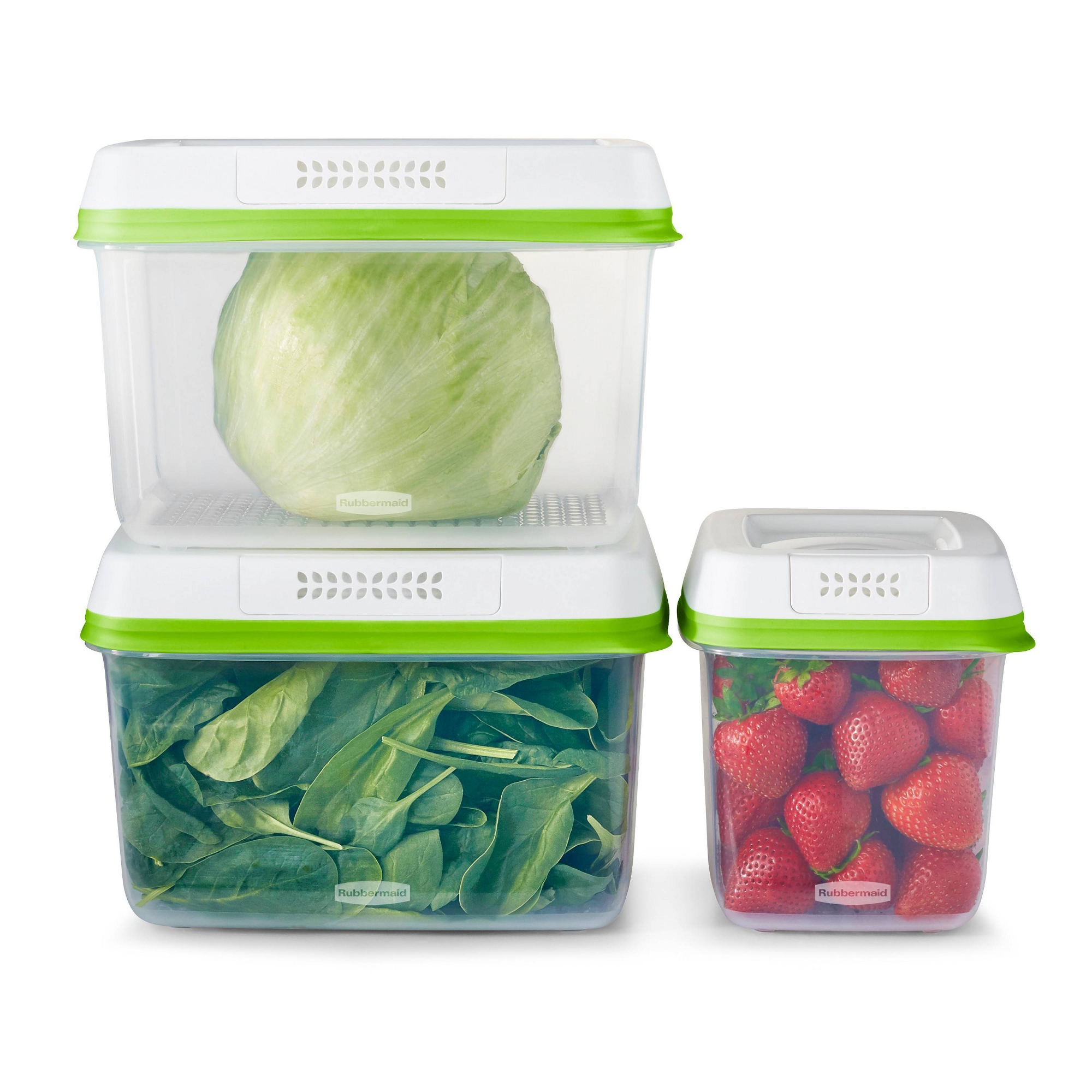 Rubbermaid Freshworks 6pc Set: Produce Saver Food Storage Containers, Dishwasher-Safe, Clear Plastic, 3 Containers with Lids