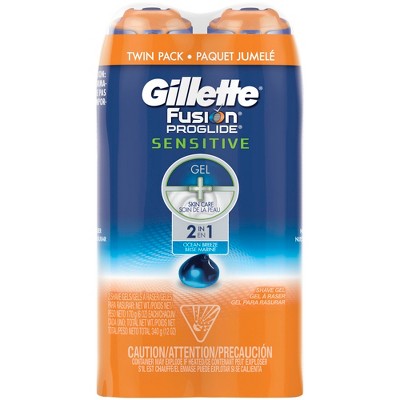 Gillette Fusion ProGlide Sensitive Men's Ocean Breeze Shave Gel Twin Pack - 12oz