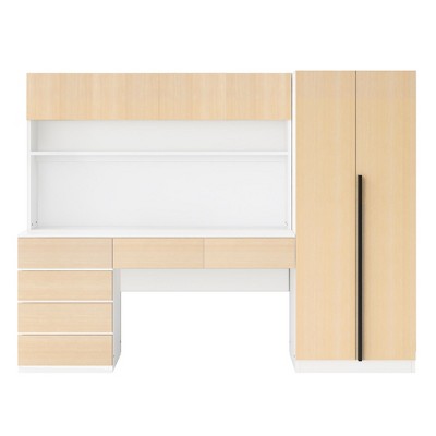 NicBex 67.40"H Armoire Desk Wardrobe Closet Storage Cabinet with 2 Doors & Shelves & 5 Drawers for Bedroom