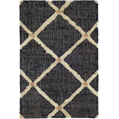 Kali Black Diamond Handwoven Cotton-Synthetic Rug 24''x36''