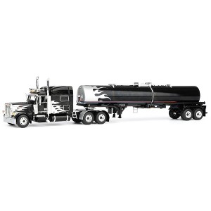 First Gear DCP 1/64 Peterbilt 389 Mid Roof Semi Truckwith Brenner Chemical Tank Trailer, Silver Flame 60-2116 - 1 of 4